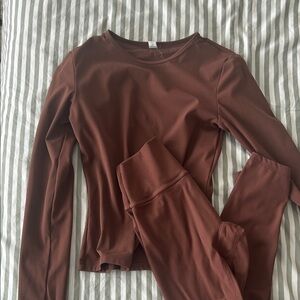 Brown Long Sleeve Leggings Set